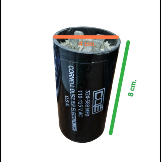 Capacitor 324-388MFD 110-125V by BMI featuring a cylindrical design for electrical applications