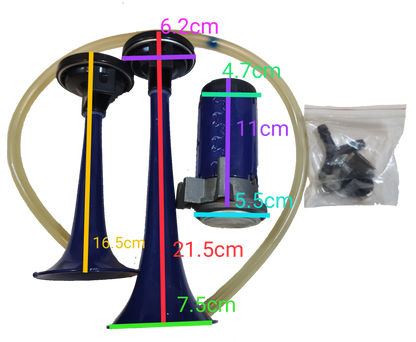 12V air horn for vehicles with dual trumpet design and included mounting accessories by Electx Electrical Supply