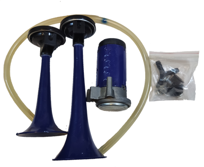 Electx Electrical Supply 12V air horn for vehicles with dual blue trumpets and compressor kit
