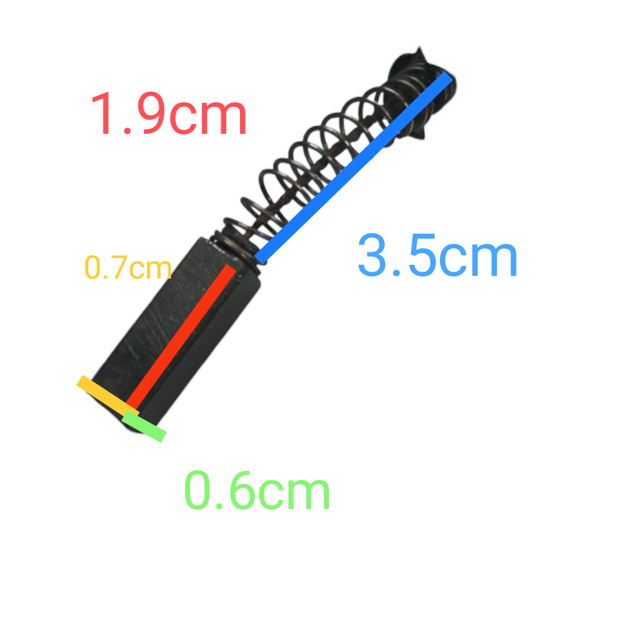 Tokina power tool carbon brush with spring showing measurements featuring Carbon Brush Different Kinds