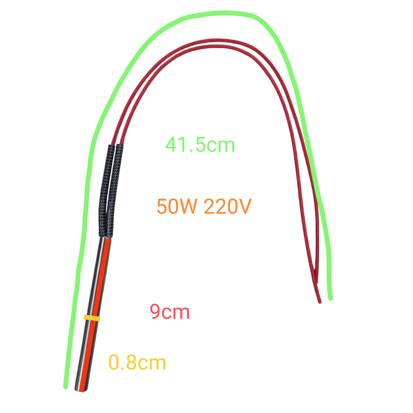 Local electric heater Cartilage Heating Element with 50W 220V power and 41.5cm wire length