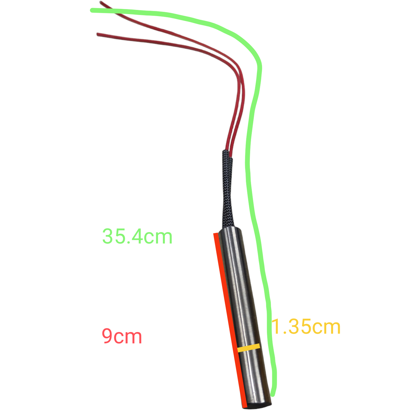 Local electric heater with Cartilage Heating Element measuring 9cm by 1.35cm and 35.4cm wire length