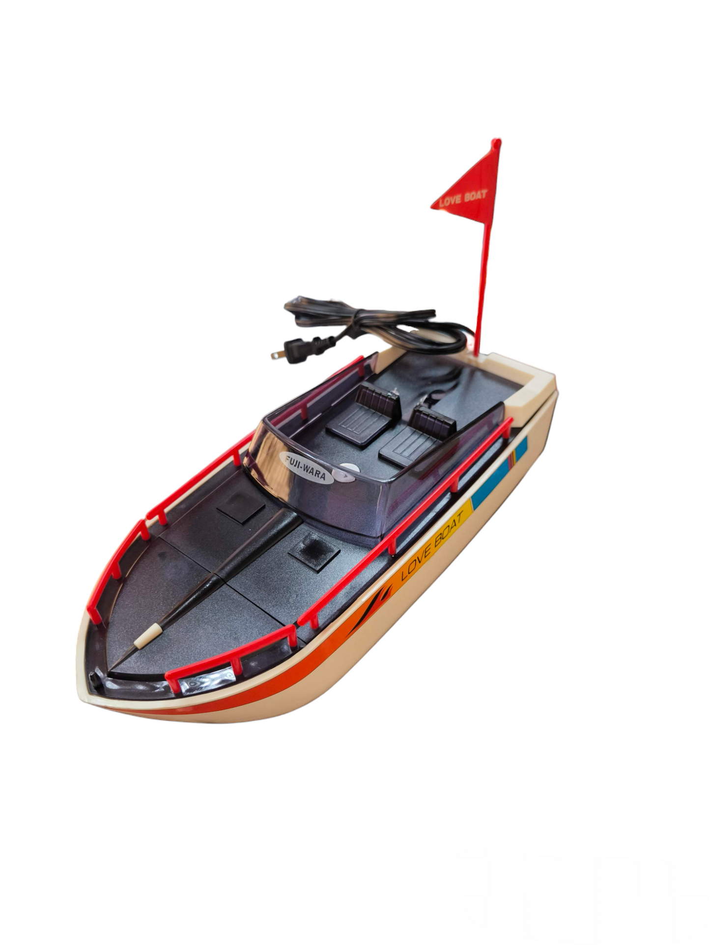 Cassette Rewinder Beta 220V or 110V shaped like a small boat with red flag and power cord