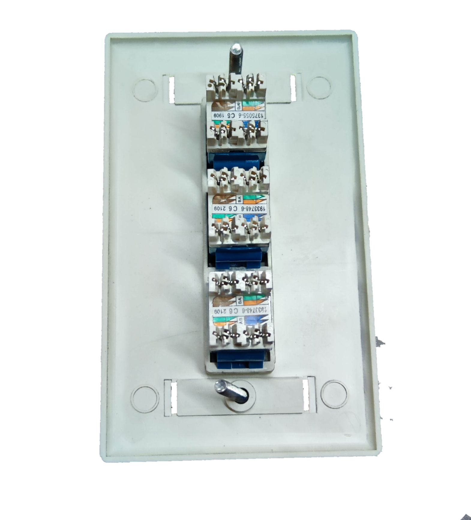 AMP cat 6 ethernet wall outlet network access point with multiple cable connectors