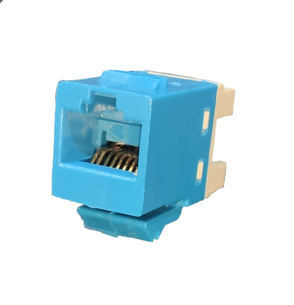 Blue CAT6 AMP outlet device for network connectivity in power points switches and plugs