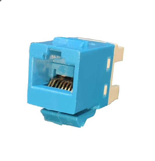 Blue CAT6 AMP outlet device for network connectivity in power points switches and plugs