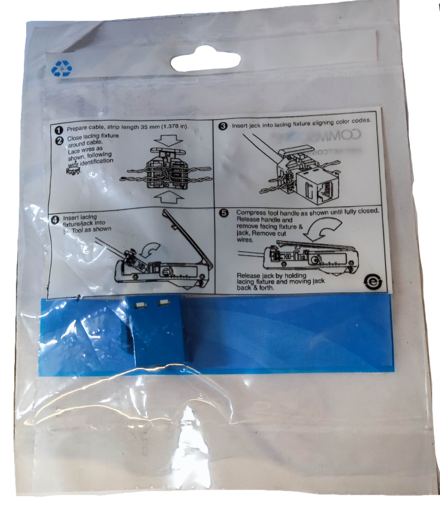 CAT6 AMP outlet device packaging with installation instructions for AMP Power Points Switches and Plugs