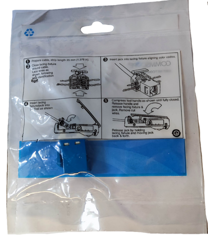 CAT6 AMP outlet device packaging with installation instructions for AMP Power Points Switches and Plugs