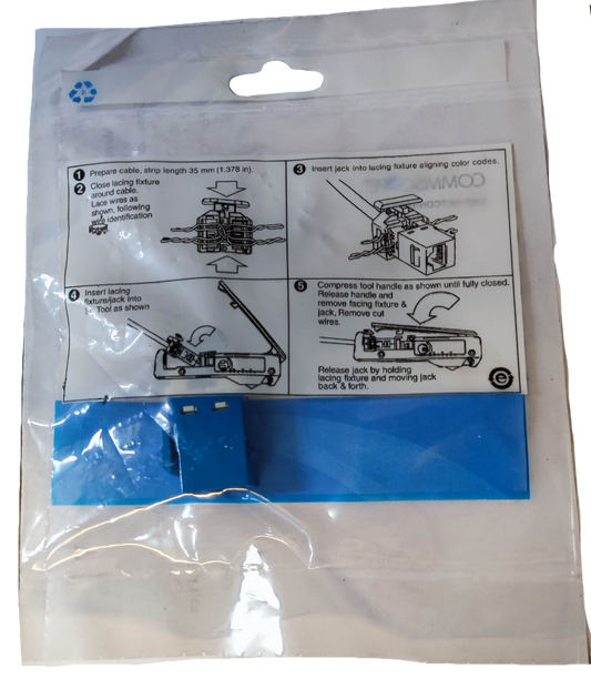 CAT6 AMP outlet device packaging with installation instructions for AMP Power Points Switches and Plugs