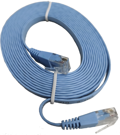 Blue CAT6 UTP Patch Cords 5 Meters flat Ethernet cable with clear RJ45 connectors