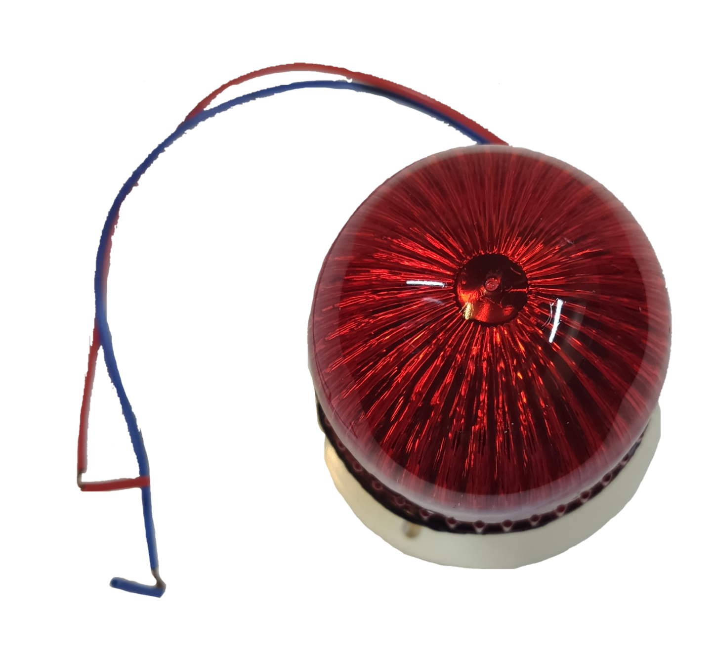 Sub Zero blinking light xenon bulb with red lens and attached wiring for seasonal decorative use