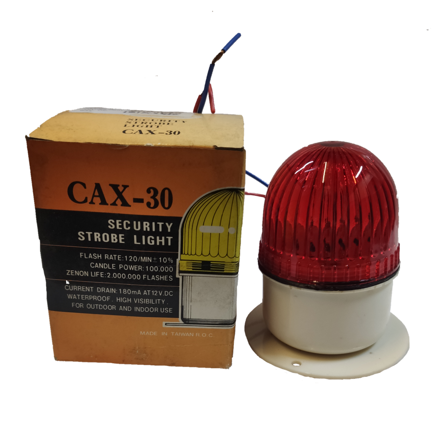 Sub Zero blinking light xenon bulb security strobe light with red dome and wiring