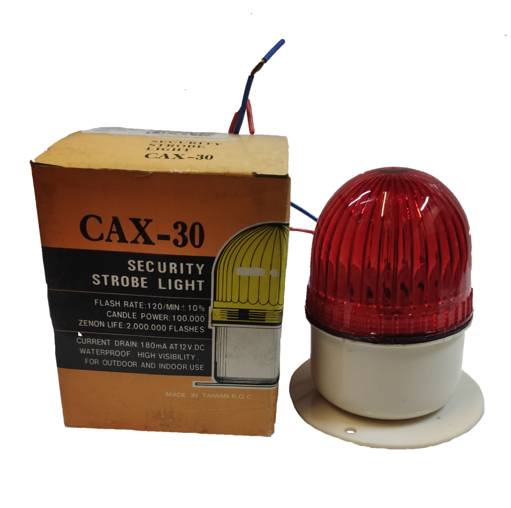 Sub Zero blinking light xenon bulb security strobe light with red dome and wiring