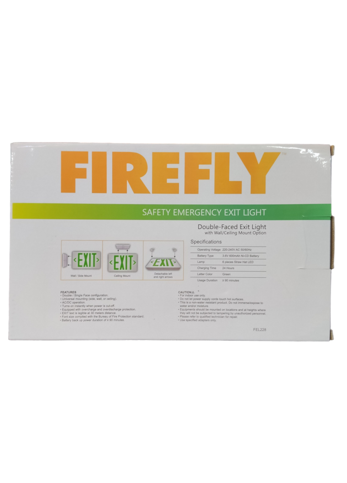 Firefly Double Face Exit Light with Wall/ Ceiling Mount Option FEL228, LED Exit Sign Back to Back