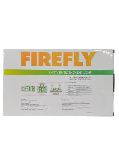 Firefly Double Face Exit Light with Wall/ Ceiling Mount Option FEL228, LED Exit Sign Back to Back
