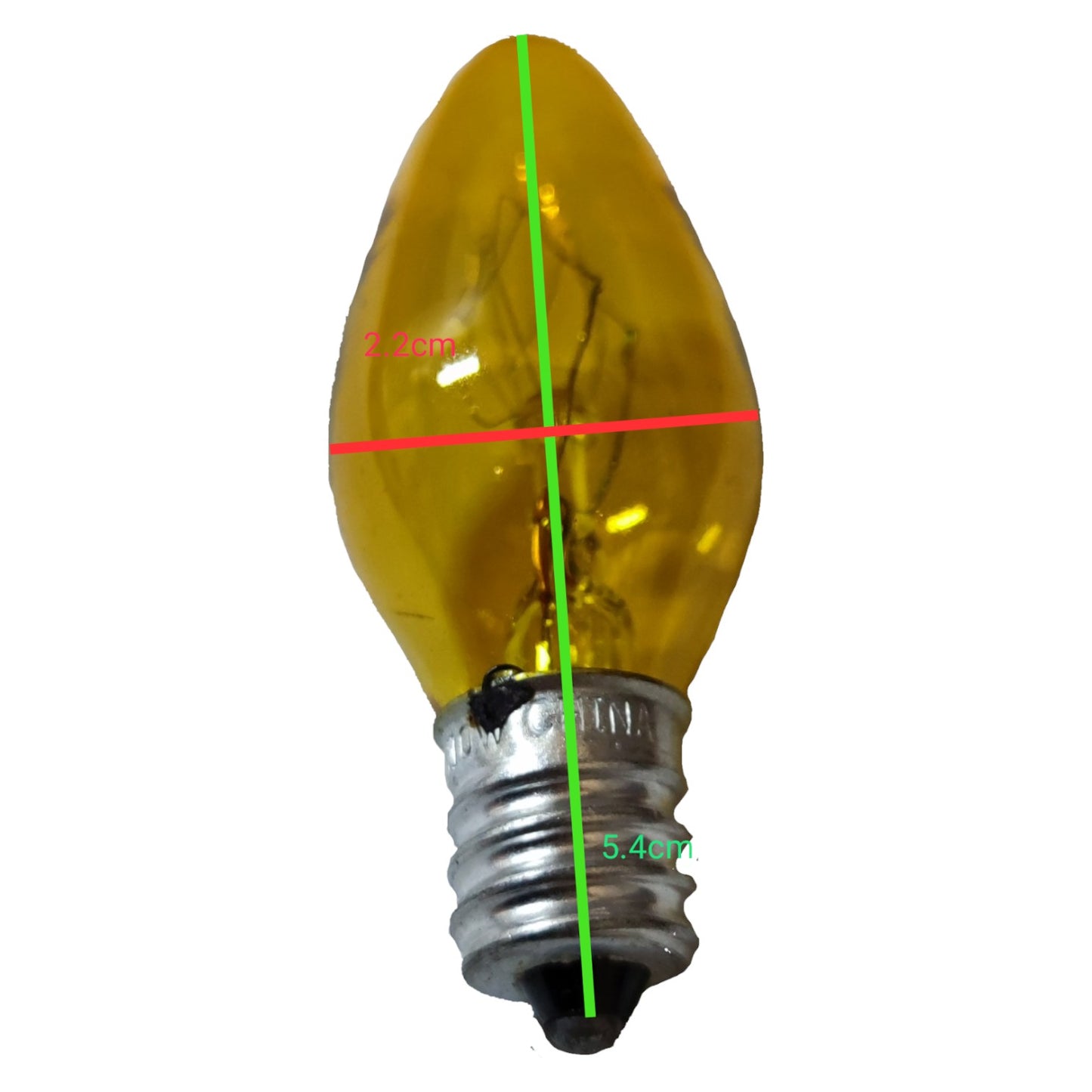 Pollux 5W Pilot Light E12 220V C7 1/2 Small Candle Shape Bulb Clear Tint Color Available in Clear, Green, Red, Blue and Yellow