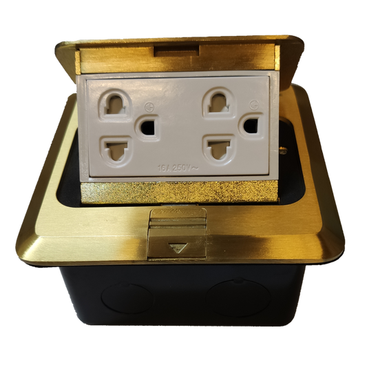 Omni Floor Outlet Square 2 Gang Universal with Ground Pop-up with Utility Box , Pop up Floor Outlet 2 Gang Universal with Ground 15A 250V with Utility Box, Floor Mounted Outlet 2 Gang Universal with Ground( Omni)