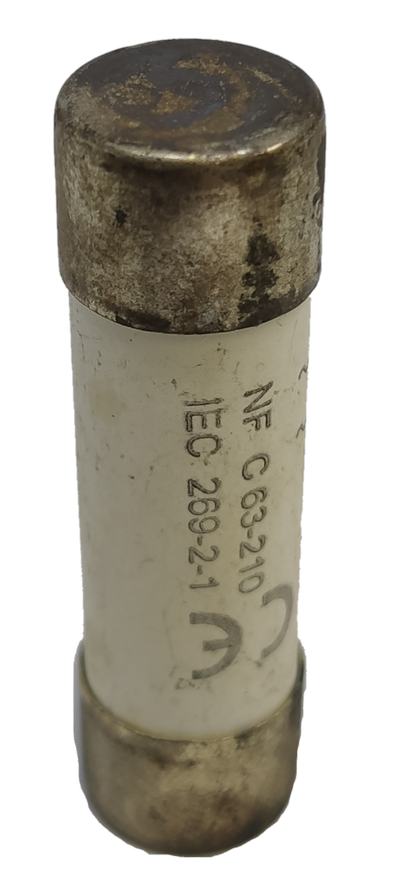 Ceramic Fuse 10A 14x51mm electrical component with metal end caps for circuit protection
