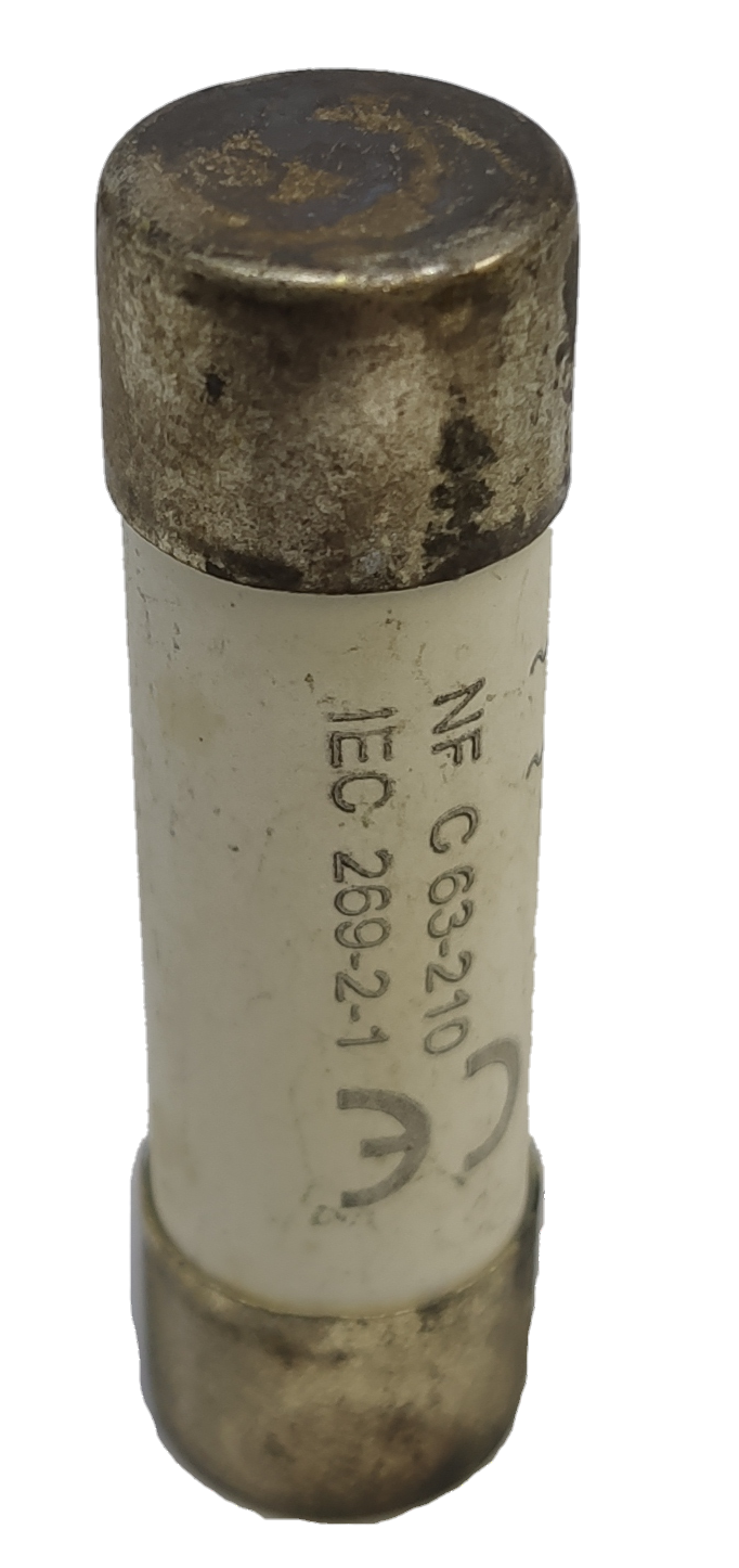 Ceramic Fuse 12A 14x51mm electrical component with metal end caps and white ceramic body