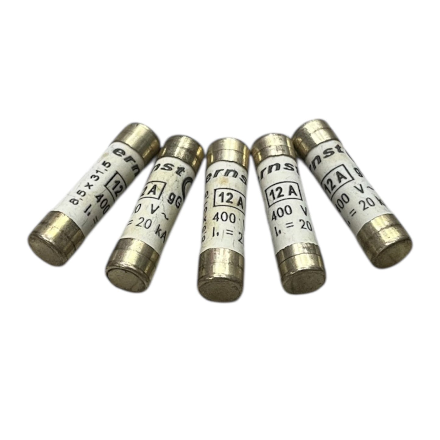 China made Ceramic Fuse 12A 400V 8x31mm electrical circuitry parts set of five