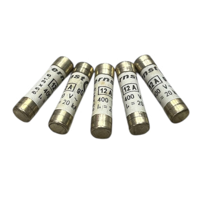 China made Ceramic Fuse 12A 400V 8x31mm electrical circuitry parts set of five