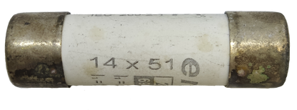 Ceramic Fuse 20A 14x51mm electrical component with metal end caps for circuit protection