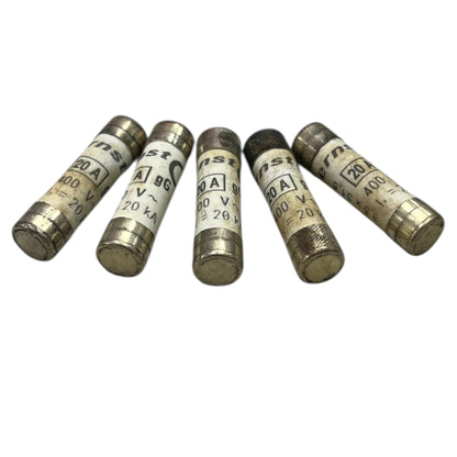 Set of five ceramic fuse 20A 400v 8x31mm electrical components from China