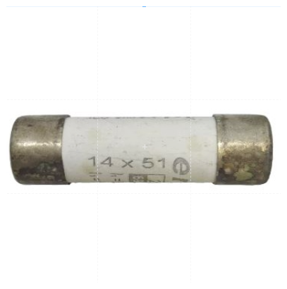Ceramic Fuse 8A 14x51mm electrical component with metal end caps for circuitry protection