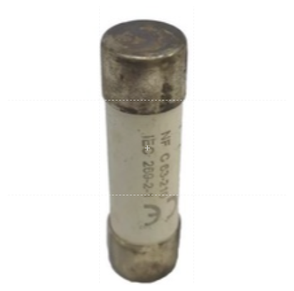 Ceramic Fuse 8A 14x51mm electrical component with metal end caps for circuit protection