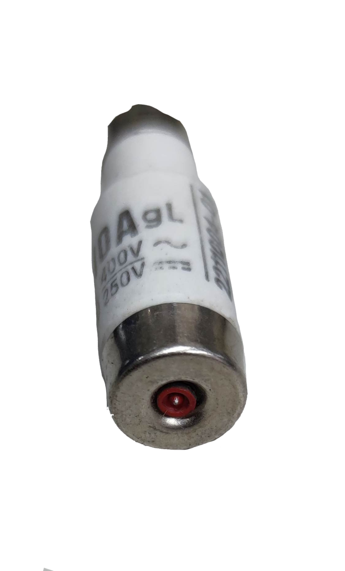 Ceramic Fuse D01 10A 400V electrical component with metal end cap for circuit protection