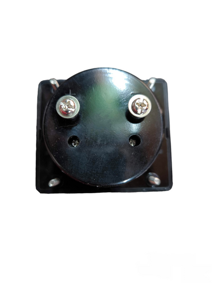 FEW 100uA DC panel meter rear view showing black panel mount housing with two screw terminals