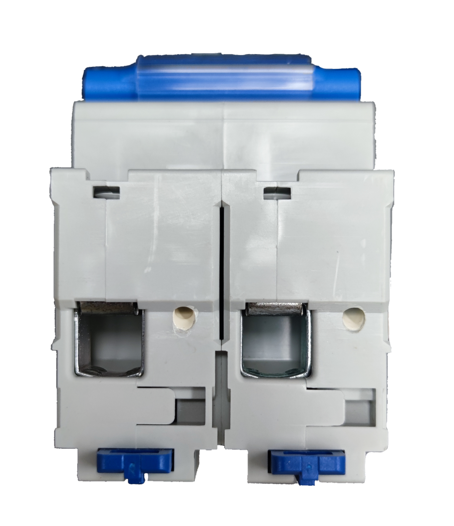 CHINT 125A MCB DIN rail mounted electrical circuit breaker in white and blue color
