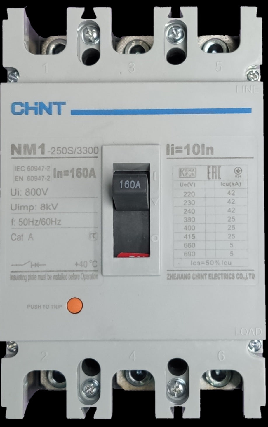 Chint 160A 3 Pole Industrial Circuit Breaker 3 Phase with NM1 model for electrical protection