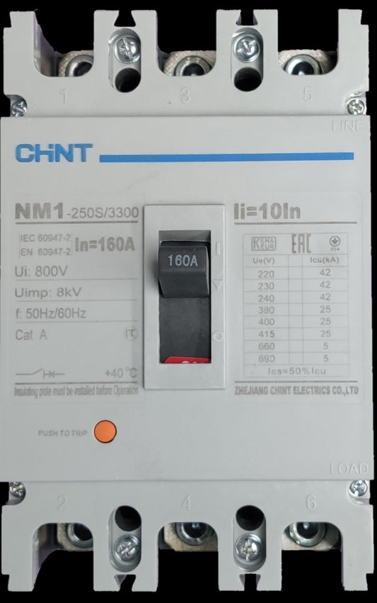 Chint 160A 3 Pole Industrial Circuit Breaker 3 Phase with NM1 model for electrical protection