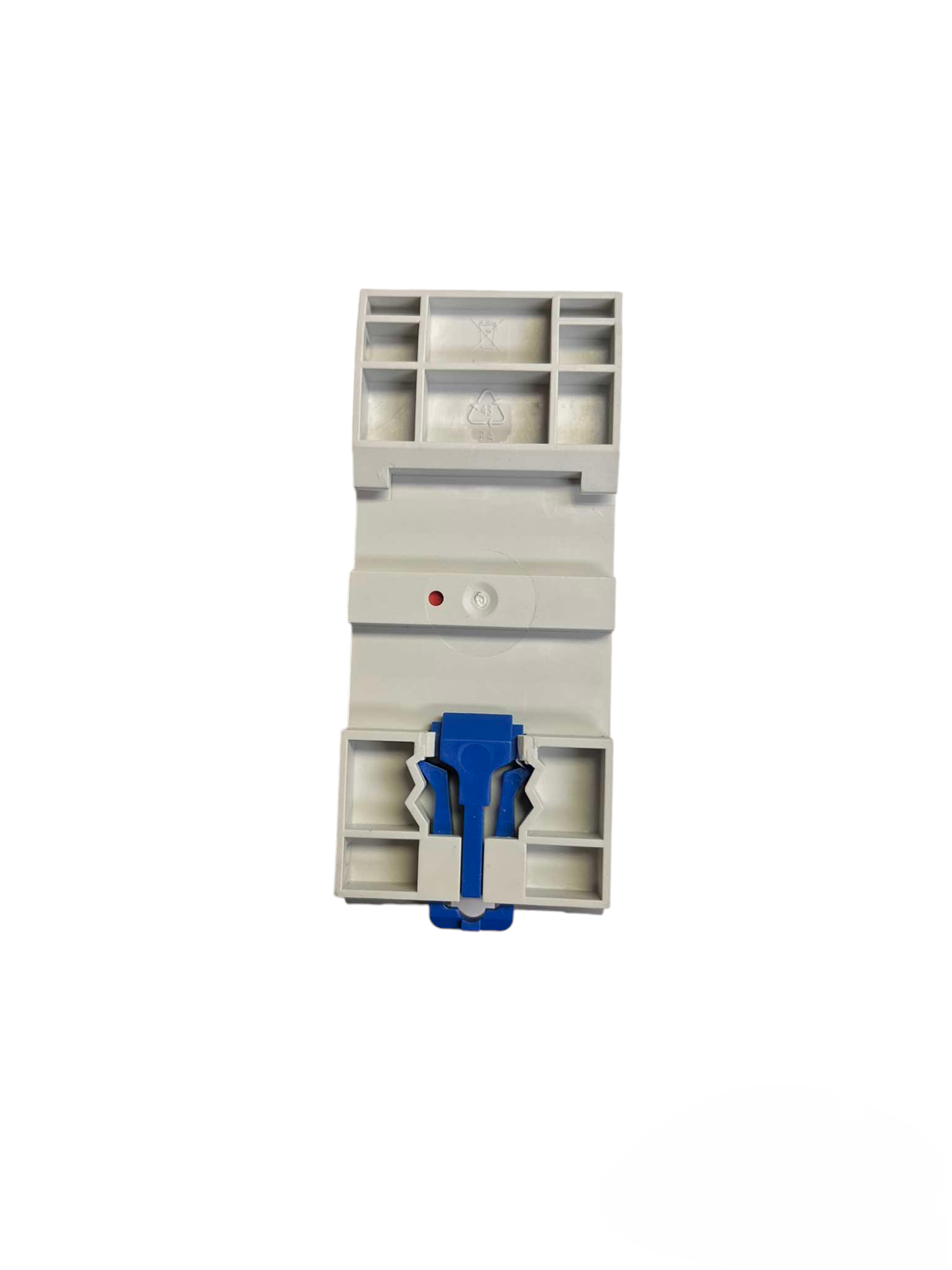 Chint 2 pole 40A din rail contactor in white with blue mounting clip and compact design