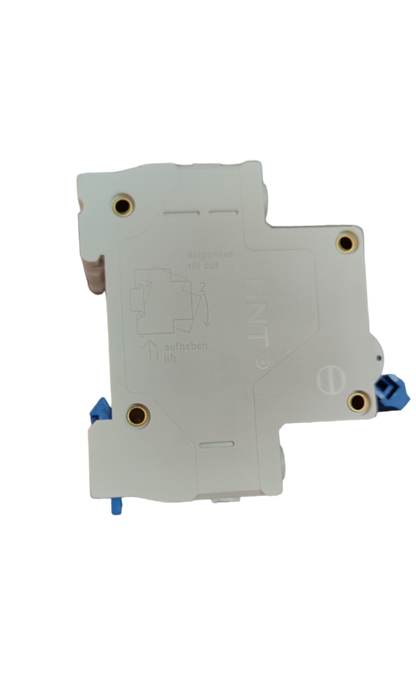 Chint 20A 2 pole 220V circuit breaker electrical component with white casing and blue switches