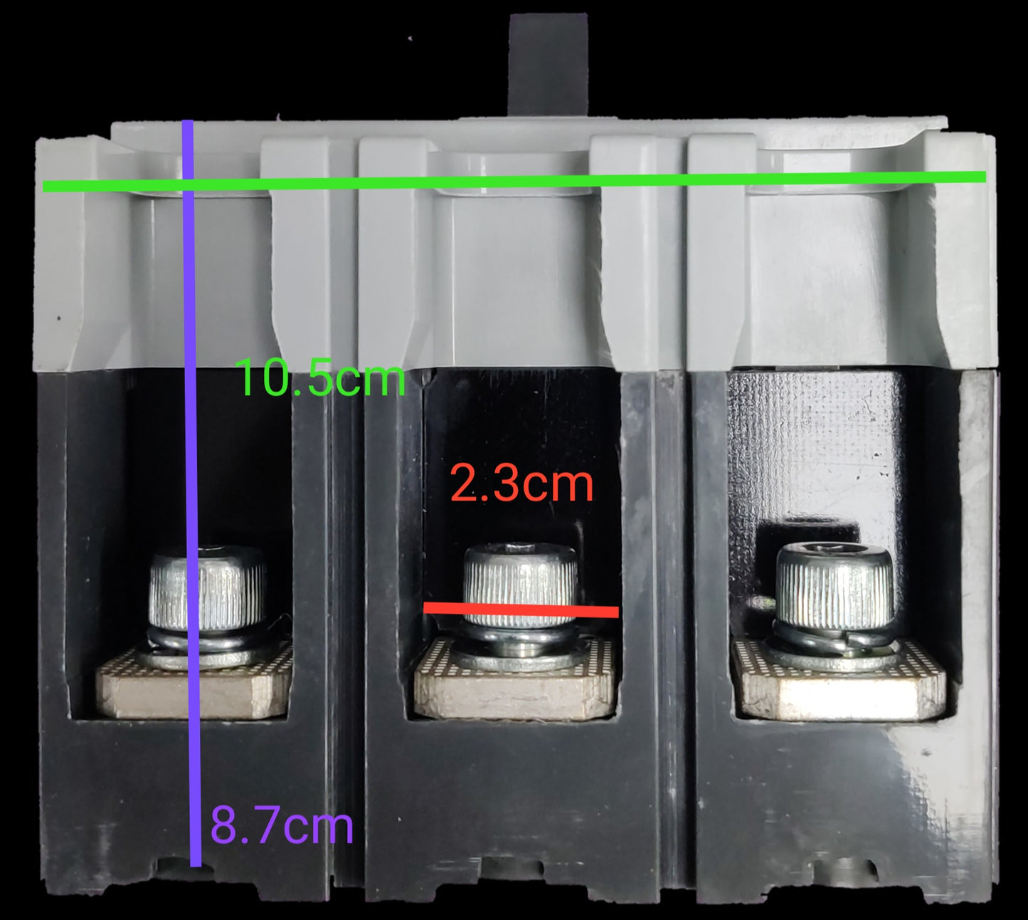 Chint 250A 3 pole industrial circuit breaker with detailed measurements for electrical applications