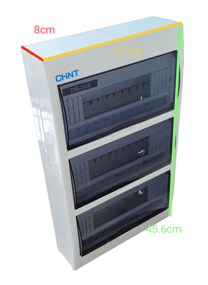 Chint 36 ways panel board for MCB with three transparent covers for circuit breakers