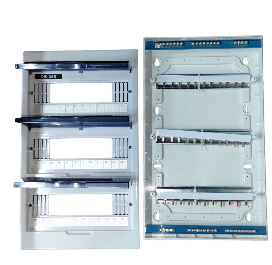 Chint 36 ways panel board for MCB with white plastic casing and transparent protective covers