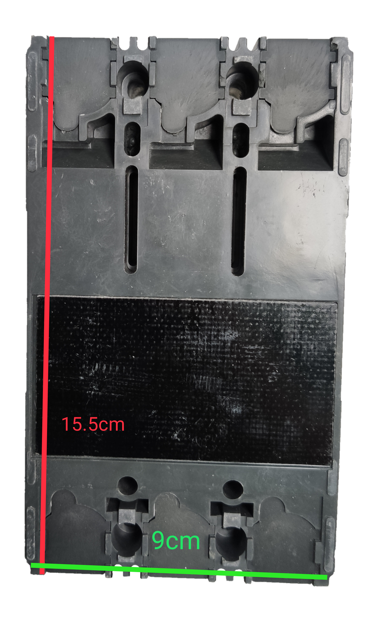 Chint 40A 3 pole circuit breaker with measurement markings for electrical installations