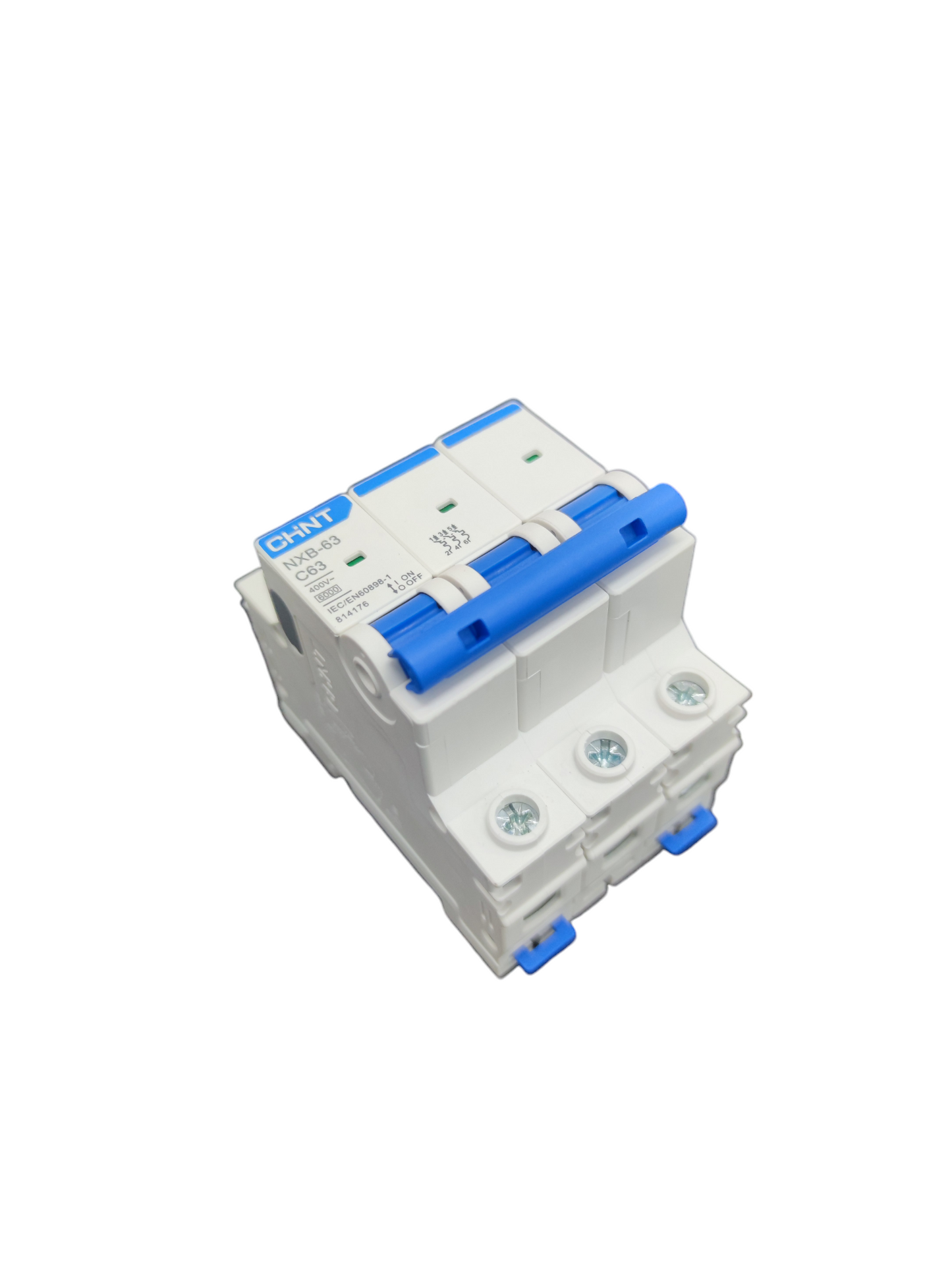 Chint 63A 3Pole Miniature Circuit Breaker with blue switches for electrical safety