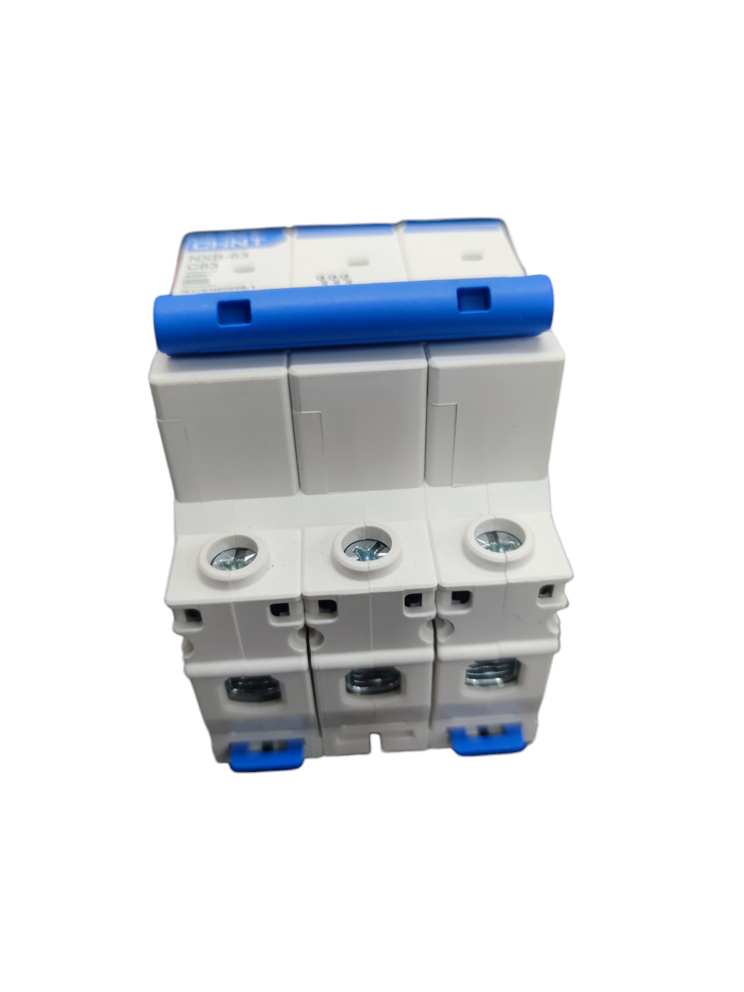 Chint 63A 3Pole Miniature Circuit Breaker in white and blue for electrical protection