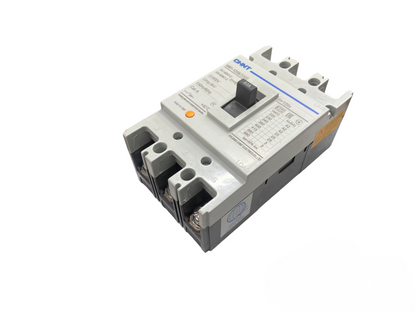Chint 63A MCCB circuit breaker with a gray body and black switch for electrical protection