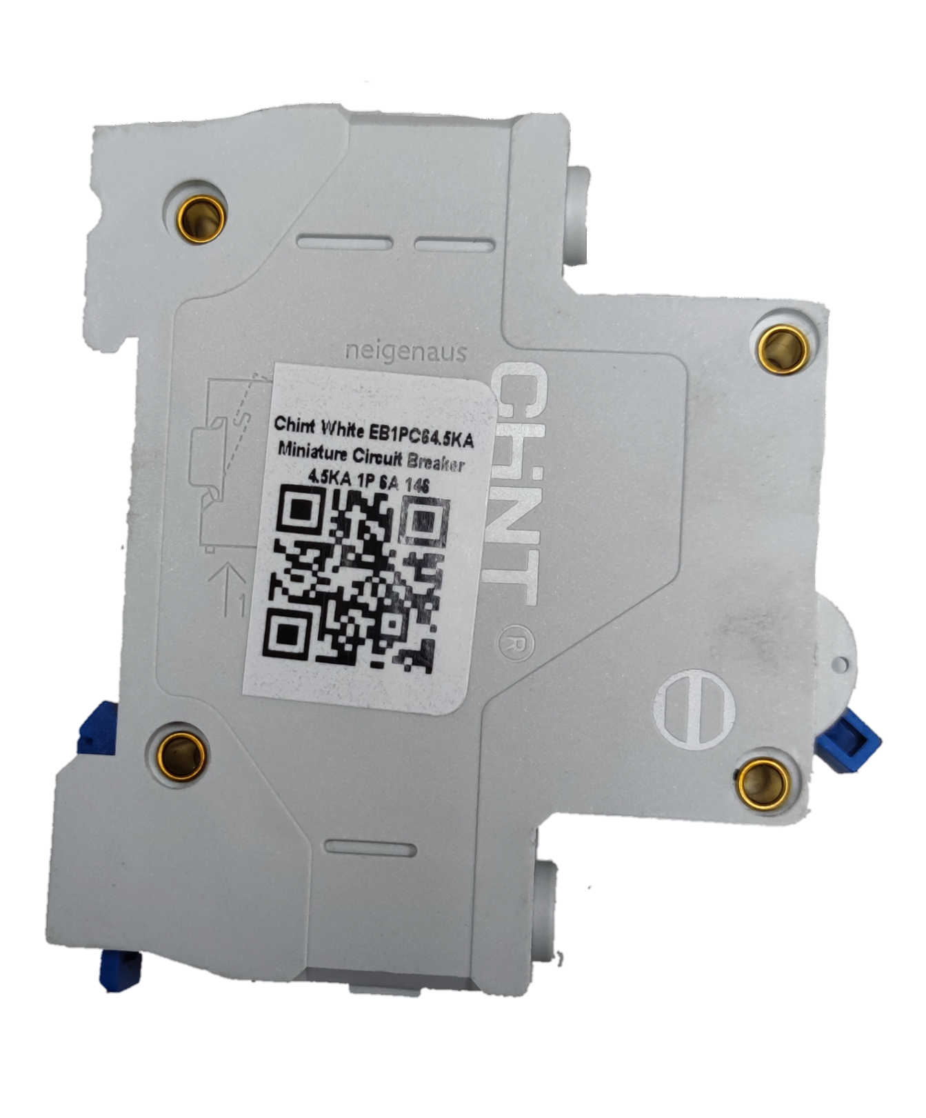 CHINT 6A miniature circuit breaker in white with QR code label for electrical protection
