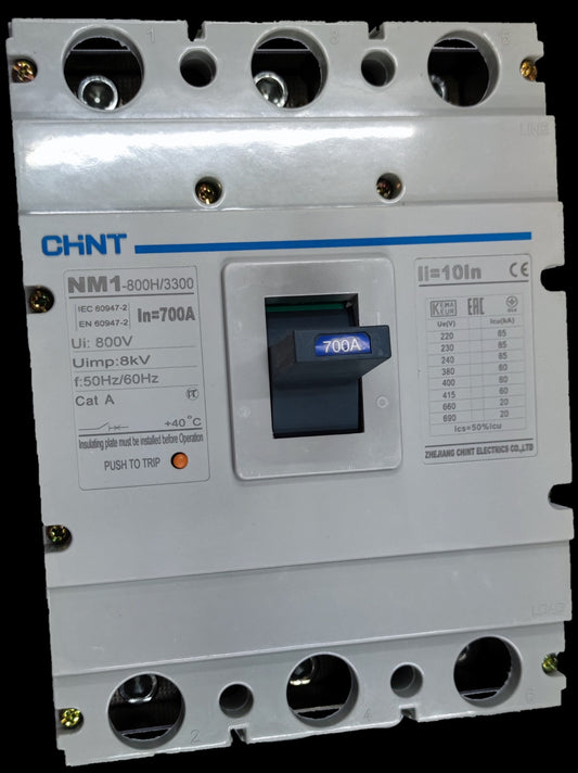 Chint 700A Industrial Circuit Breaker 3 Pole white electrical component for industrial use