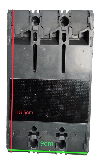 Chint Breaker 3 Phase 20 KAIC MCCB electrical circuitry part in black with measurement markings