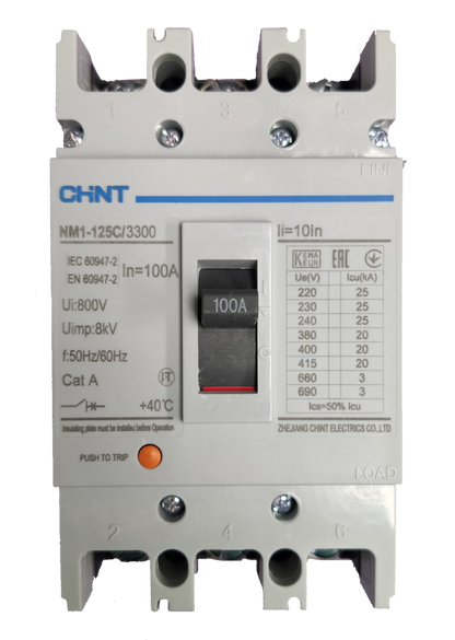 Chint Breaker 3 Phase 20 KAIC MCCB electrical circuit breaker with 100 amp rating