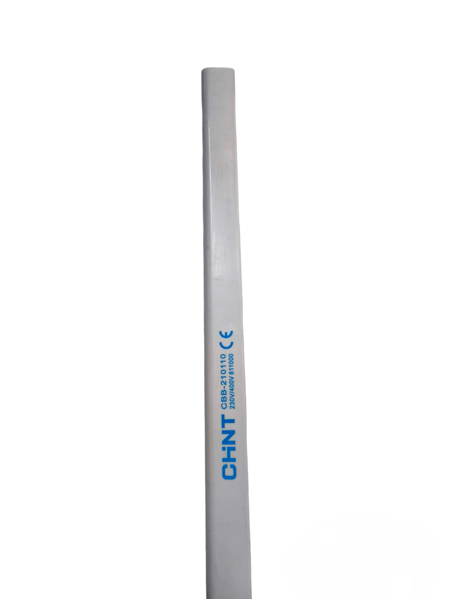 Chint bus bar for miniature circuit breaker in white with blue branding for electrical circuitry