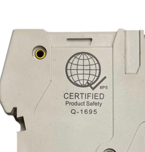 Chint 40A 3 pole circuit breaker close up beige housing showing certified product safety mark and terminal