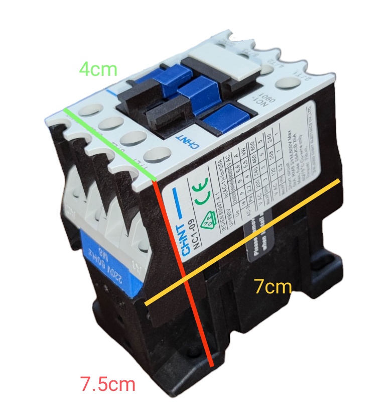 Chint Magnetic Contactor 25A 220V 1NC with blue and white components for electrical power control